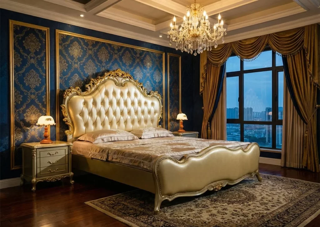 Vacilia Classic Bed Set with night stands – luxury furniture Myanmar