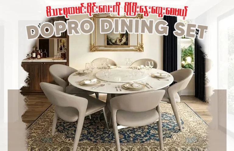 Modern 6-seater dining table set for Myanmar homes